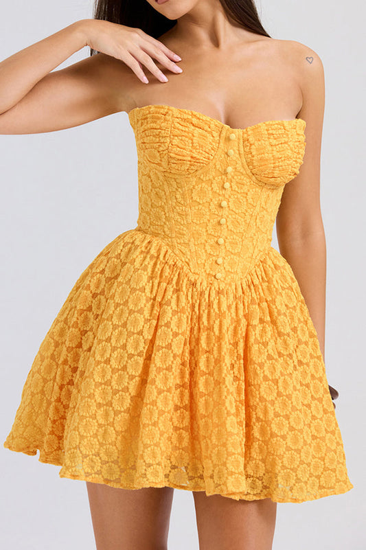 Carolina Apricot Lace Corset Mini Dress