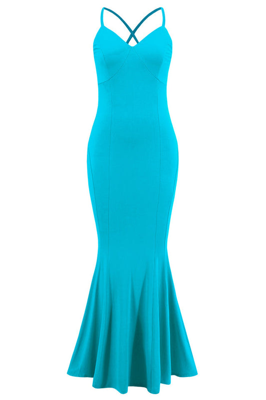 Crisscross Spaghetti Strap Fishtail Dress