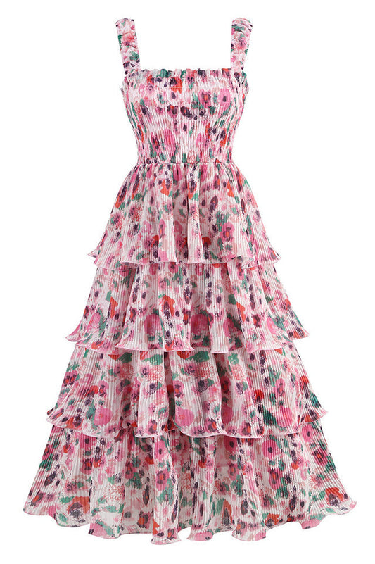 Floral Tiered Georgette Midi Dress