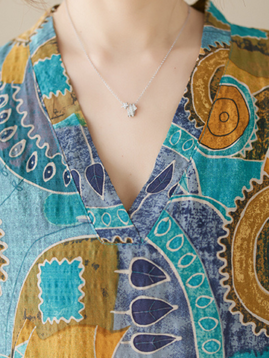 Game Of Love V-neck Short Sleeves Kaftan Dress