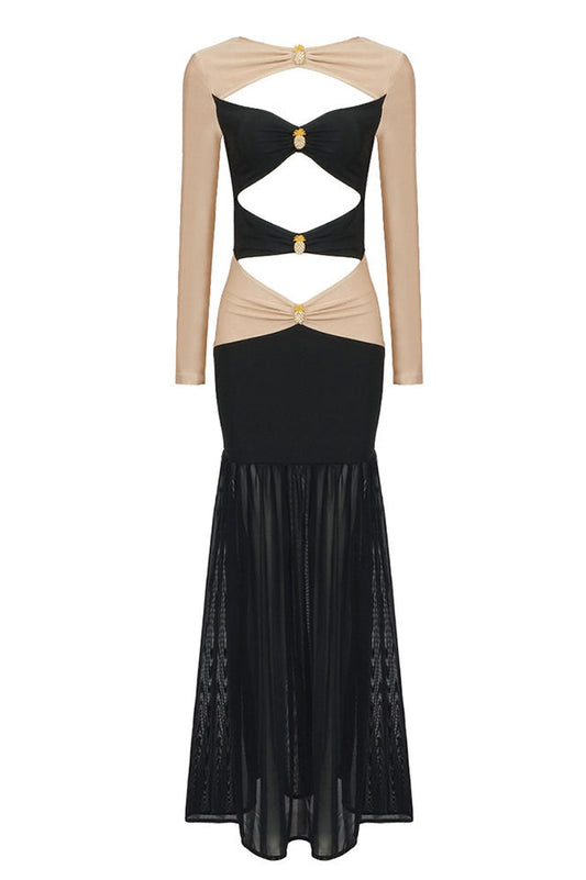 Pineapple-Embellished Cut-Out Maxi Dress