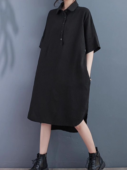 High Quality Solid Color  Shirt Dress