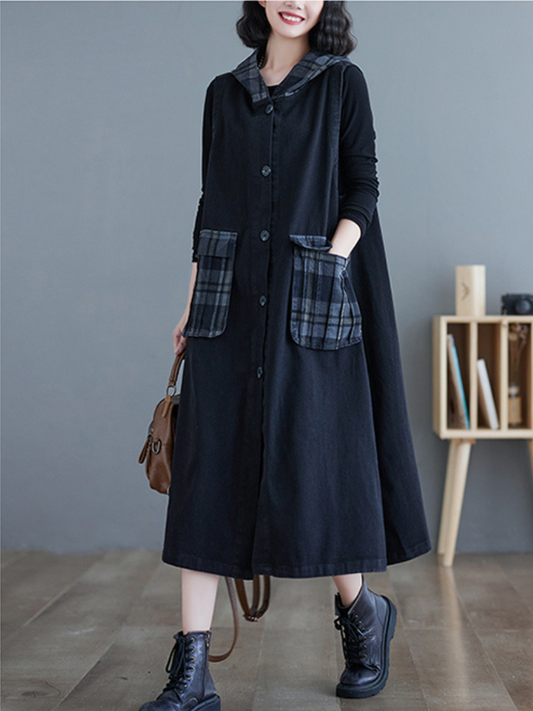 Champion Denim Plaid Hooded Dress