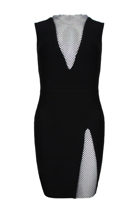 Rhinestone Detail Spliced Dress
