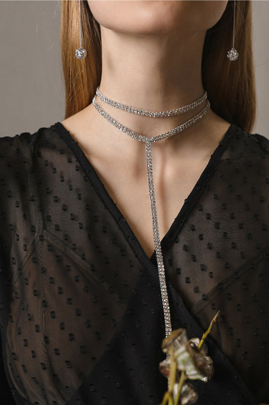 Tassel Crystal Rhinestone Choker Necklace