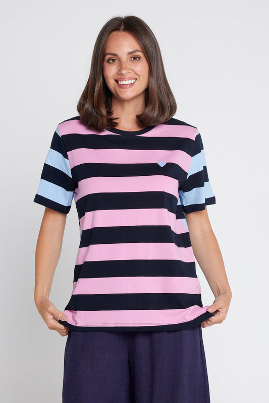 Eden Stripe S/S Tee - Blue/Navy/Pink