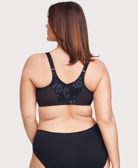 Front-Closure Lacey T-Back WonderWire Bra Black
