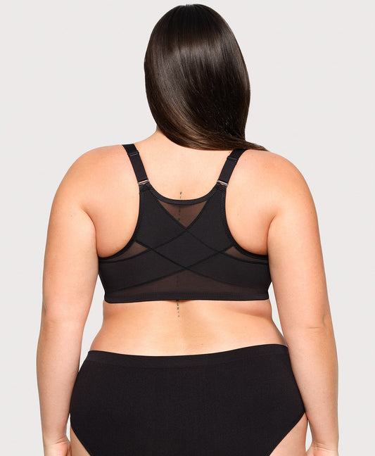 Front-Closure Posture Back WonderWire Bra Black