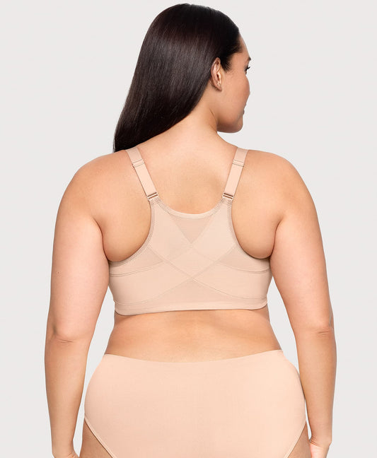 Front-Closure Posture Back WonderWire Bra Cafe