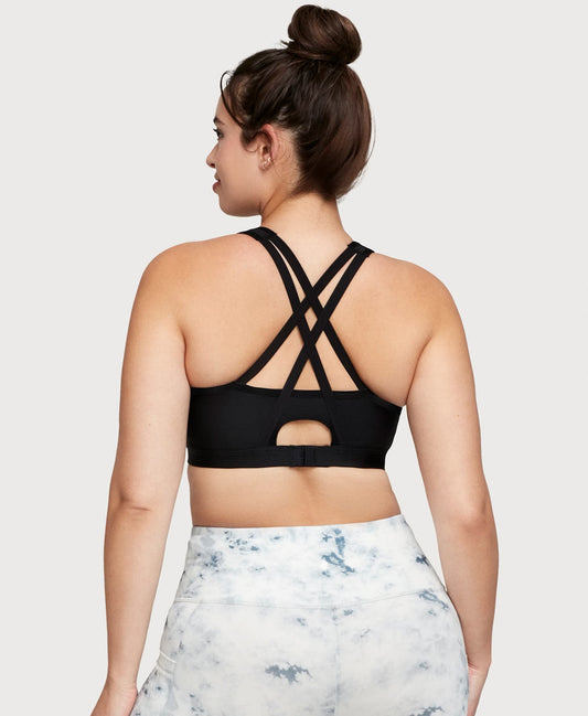 Front-Closure Zip Up Sports Bra Black