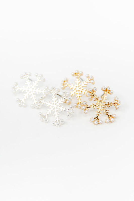 Snowflake Shimmer Pearl Post Earrings
