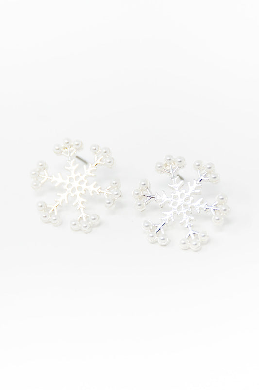 Snowflake Shimmer Pearl Post Earrings