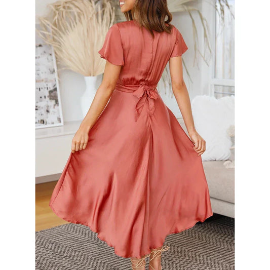 Rosella - Elegant Flutter-Sleeve Midi Dress