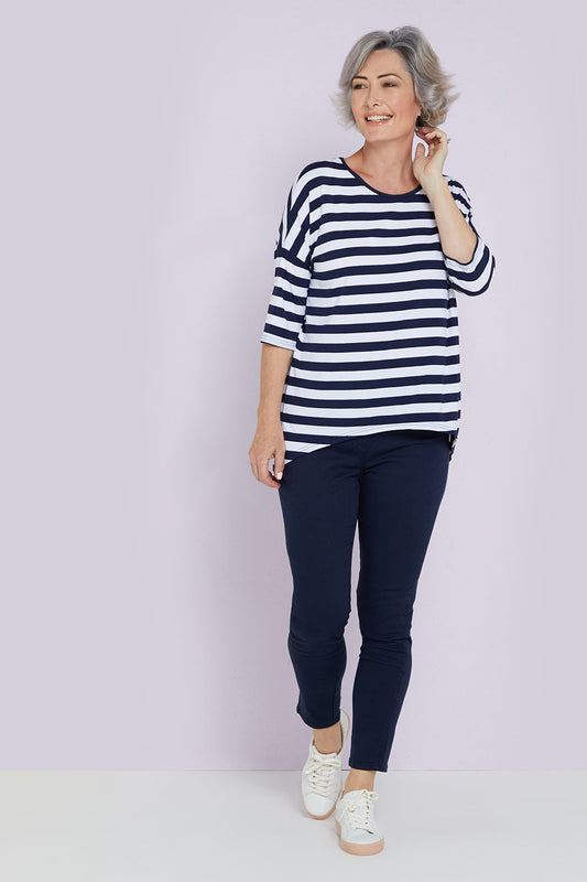 Montmartre Bamboo Top - Navy/White