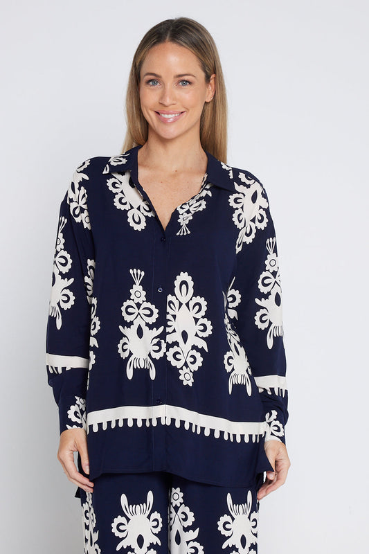Karishma Shirt - Navy/White