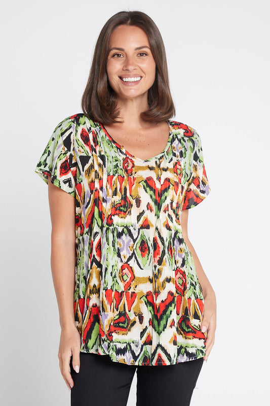Carmody Cotton Top - Summer Ikat