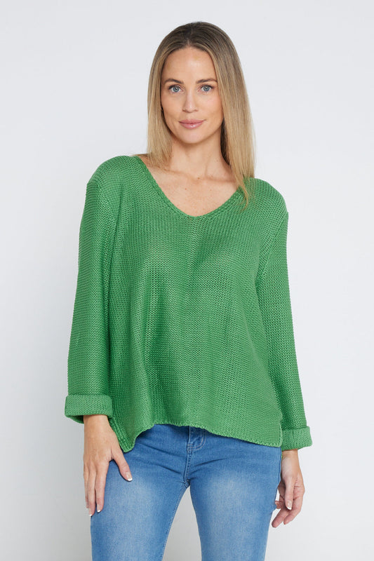 Emmy Cotton Knit Jumper - Apple Green