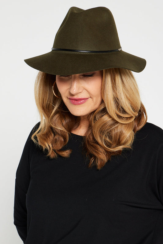 Erin Wool Felt Fedora - Khaki