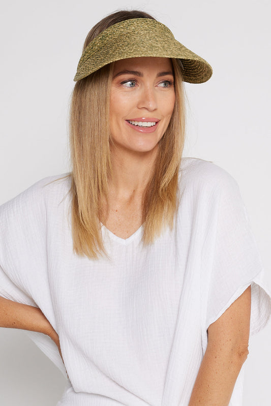 Laguna Beach Straw Visor - Khaki