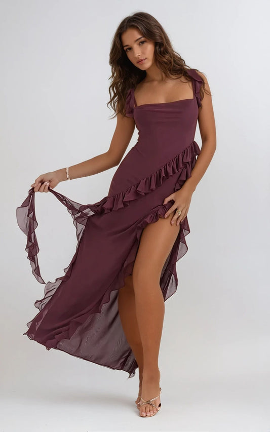 Ravienne Ruffle Slit Dress
