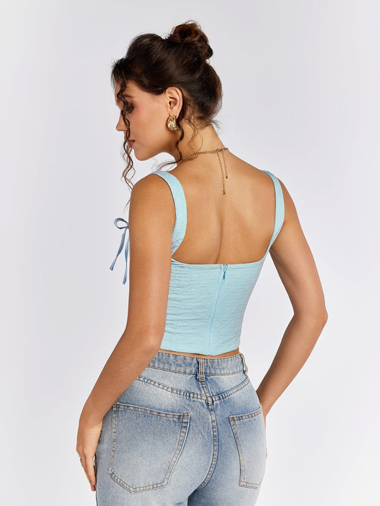 Jacquard Crisscross Front Asymmetrical Hem Top