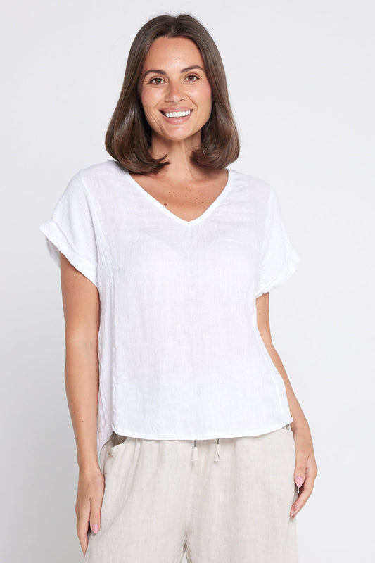 Raquel Linen Top - White