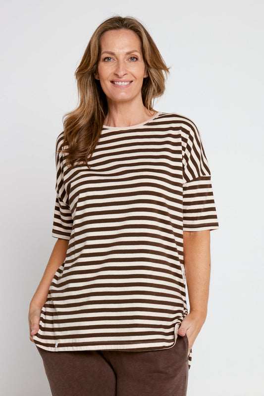 Lauren Short Sleeve Tee - Chocolate Stripe