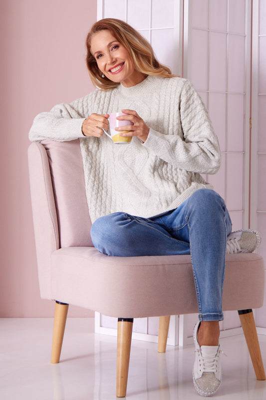 Miranda Cable Knit Jumper - Stone