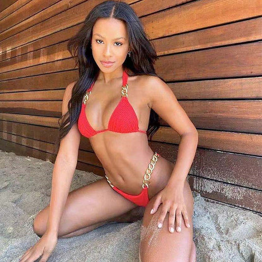 Luxe Cut-Out Bikini – Satin Glow – Sunset Muse