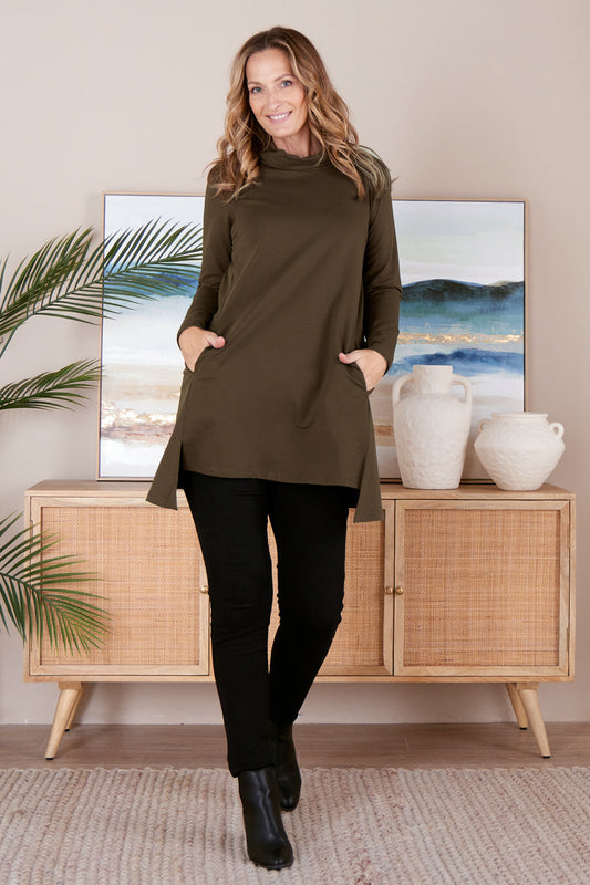 Joslin Cowl Tunic - Khaki