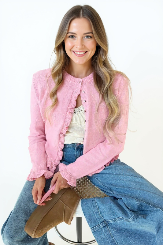 Pink Scallop Cardigan