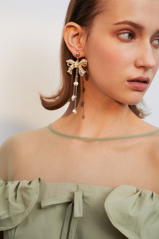 Bow Shape Drop Earrings