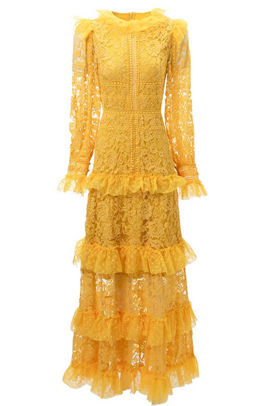 Textured Maxi Dress With Long Sleeves