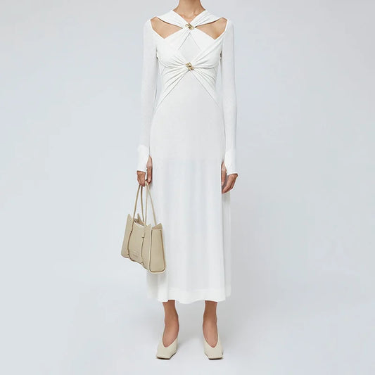 White Long Sleeve Maxi Dress