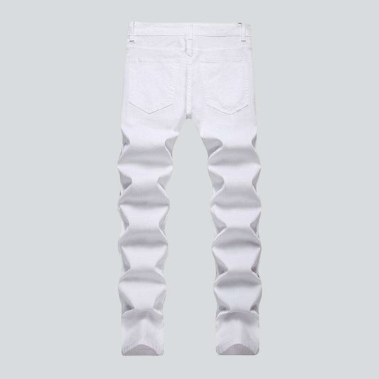 White stretch jeans for men