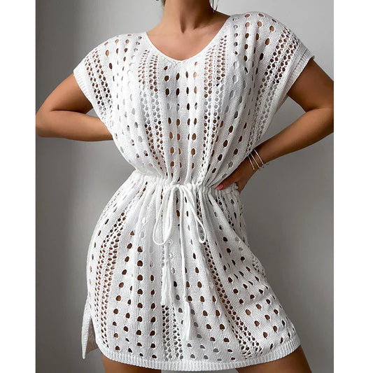 V-Neck Drawstring Boho Tunic