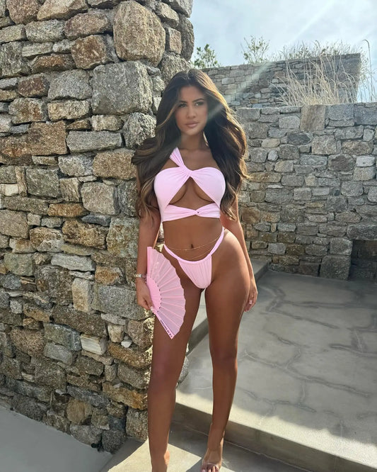 One-Shoulder Hollow Swim Dress