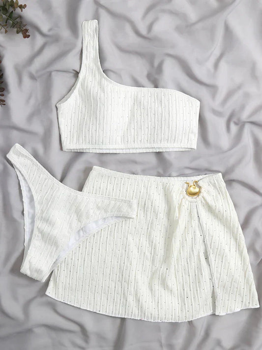 Minimalist Cut-Out Bikini – Floral Dream – Azure Tide