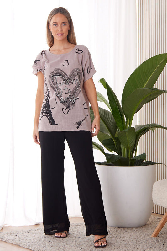 Take Me To Paris Top - Mushroom