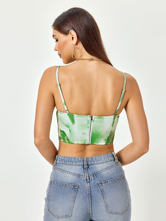 Tie Dye Backless Zipper Top
