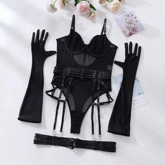 Body Language Mesh Teddy Lingerie Set