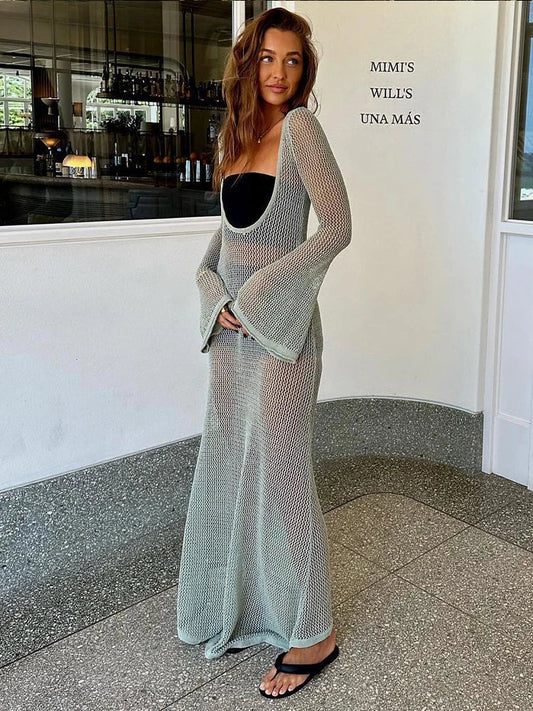 Striped Fishnet Resort Wear