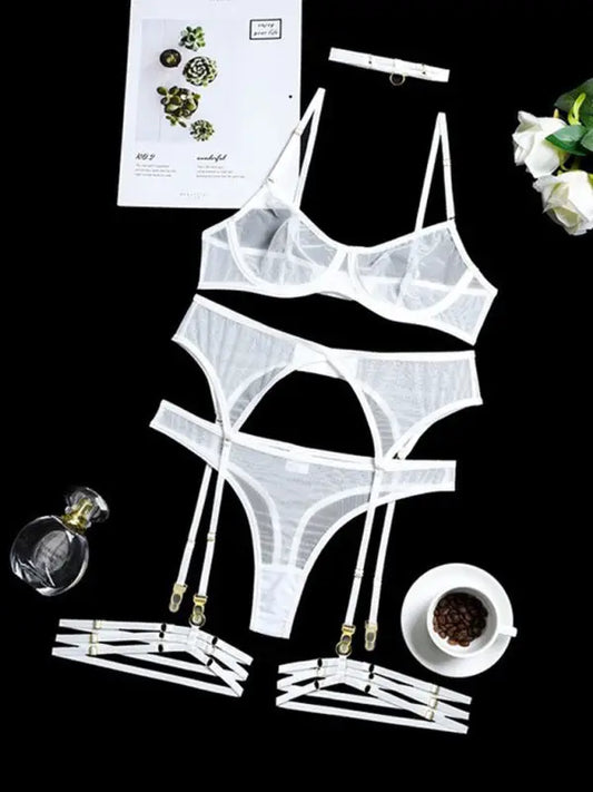 Holiday Romance Mesh 4 Piece Garter Set