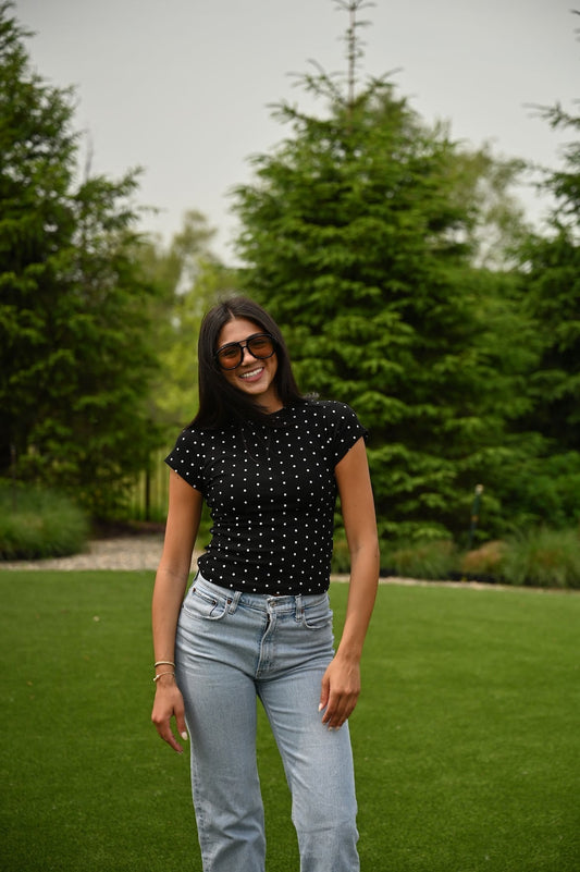 Polka Dot Tee - Black