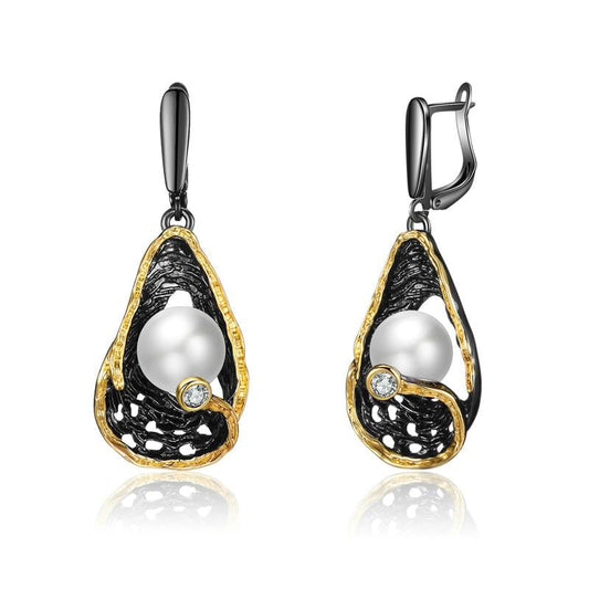 Vintage Dangle Drop Black Color Copper Statement Woman Earrings