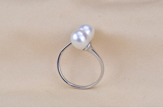 Natural Double Faced 925 Sterling Freshwater Pearl Rings