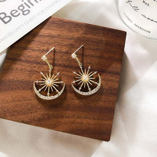 Bohemian Trendy Geometric Solar Moon Dangle Earrings