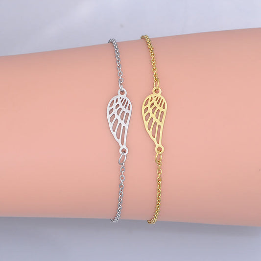 100% Stainless Steel Dainty Angel Wing Charm Bracelet