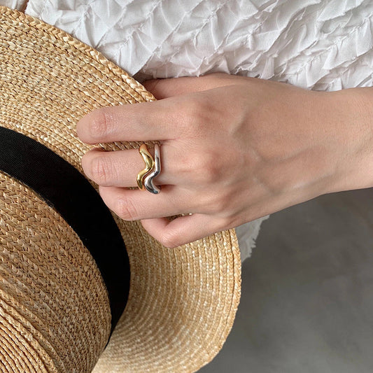 Korean Style 925 Sterling Silver Double Loop Rings