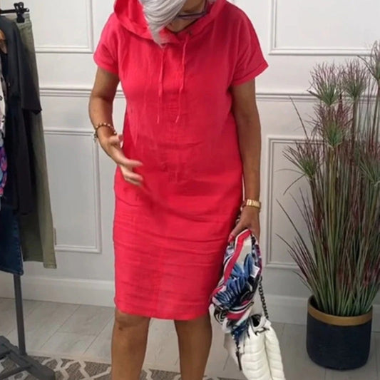 Emma™ Cotton and Linen Dress with Pockets and Hood